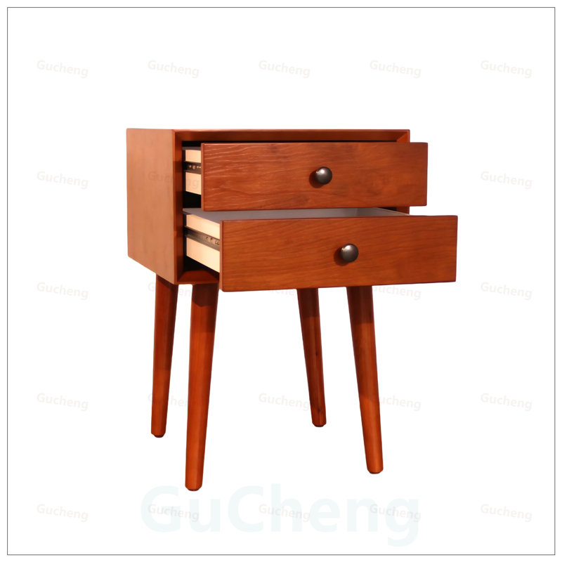 Modern Nightstand with 2-Drawers, Compact Side Table for Efficient Storage and Stylish Home Decor, Brun rouge
