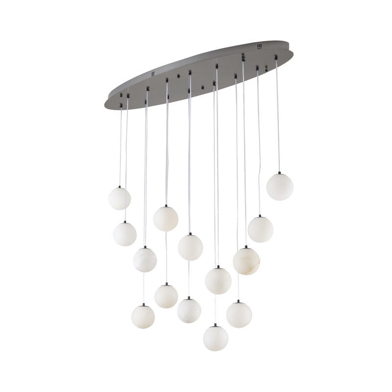 Lustre 14 lumières multi-globe transitionnel , Noir mat