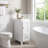 White Narrow Bathroom Storage Cabinet, Freestanding Slim Bathroom Floor Cabinet with Single Door & Drawer, Small Side Linen Cabinet for Bathroom, Toilet, Laundry Room, Compact Organizer Cabinet with Adjustable Shelf