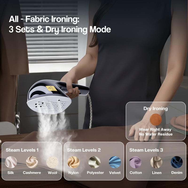 2000w Standing Garment Steamer With Dry Ironing,flat & Slant & Hanging Iron Options,3 Steam Modes, 25s Fast Heat-up, Self-cleaning,black-silver