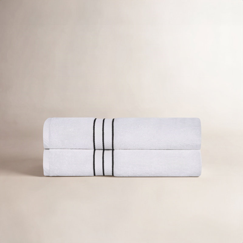 Hotel Turkish Cotton 2-Piece Bath Sheet Set, Ultra-Plush & Luxury Weight, Black/White