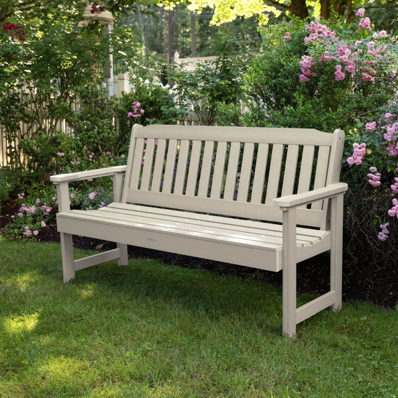 Banc de jardin en plastique Arbnora, Blanc délavé