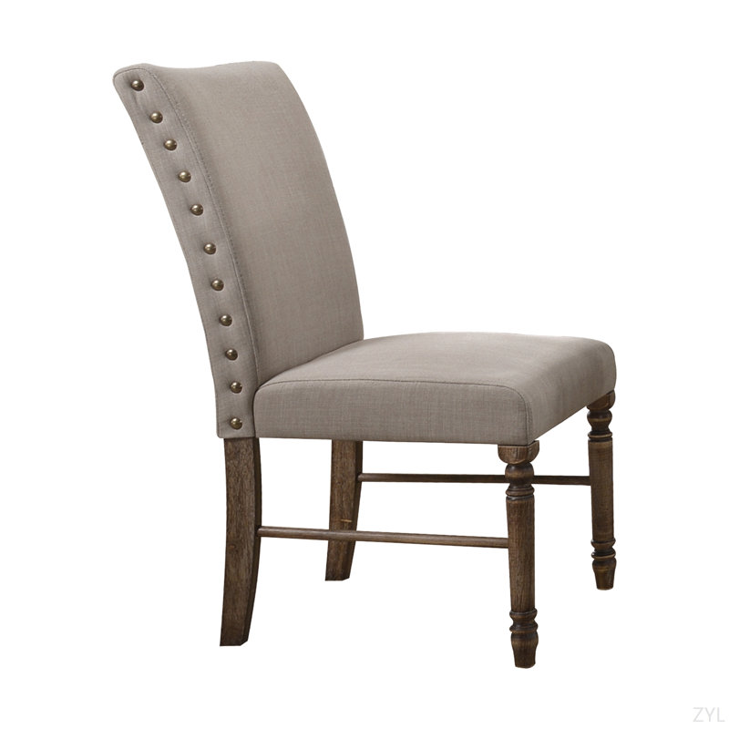 Chaise d'appoint en lin crème et chêne vieilli (ensemble de 2)
