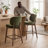 Mid-Century Modern Counter Stool, Fabric Upholstered Barstool with Wingback, Armless Counter Height Bar Stool With Wood Legs, Metal Footrest, For Kitchen Island Bar Counter, Green, Set of 2-119619504-124825000