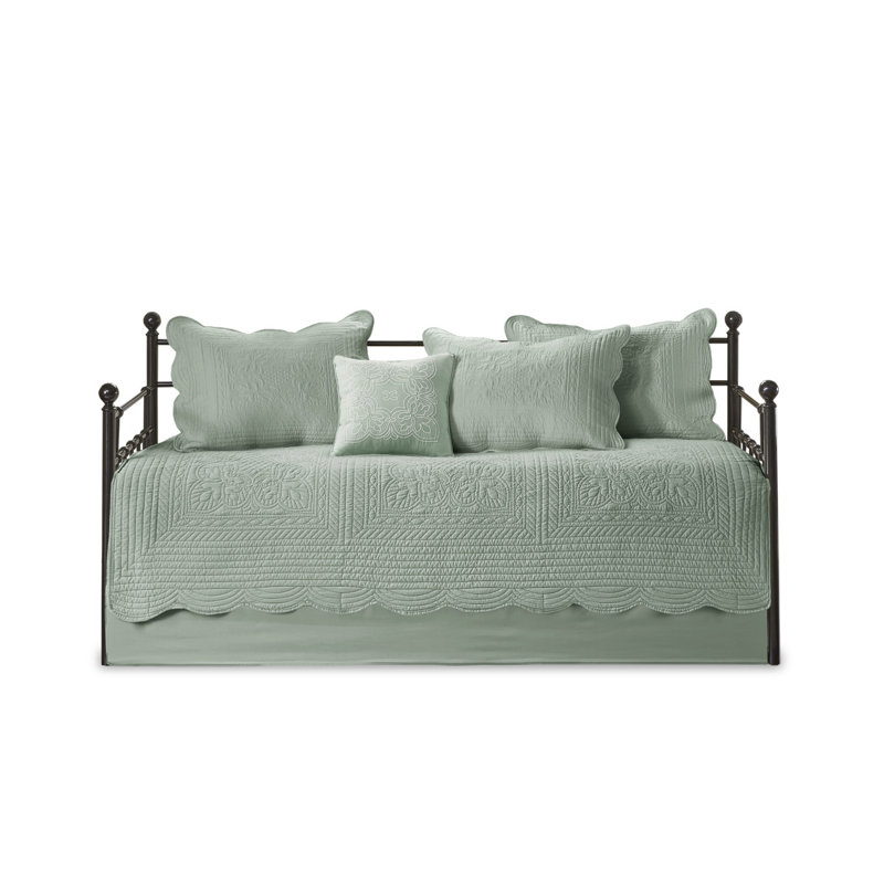 Ensemble de housse pour lit de jour Seafoam, bordure festonnée réversible 6 pièces | Idée de cadeau