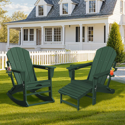Chaise Adirondack pliante en polyéthylène haute densité Aunika (ensemble de 2)