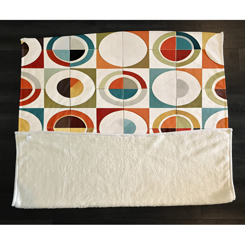 Throw Blanket, Geometric Shapes/Abstract, 68" W x 80" L, Orange/Blue/Green