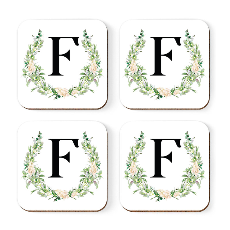 Verre à café sous-verre de jardin monogramme initiale B, F