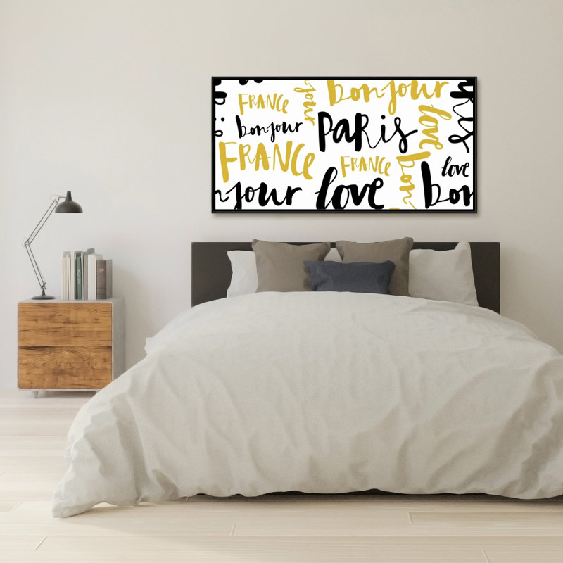 Bonjour Paris Print On Canvas, H 24 po x l 48 po