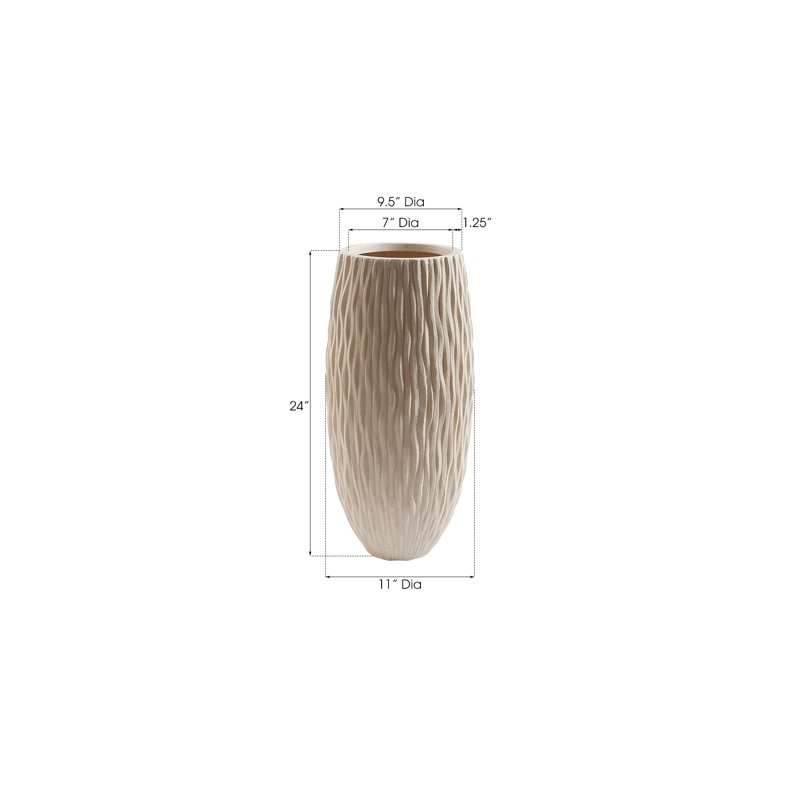 Citrana Resin Pot Planter, Off White, 24" H x 11" W x 11" D