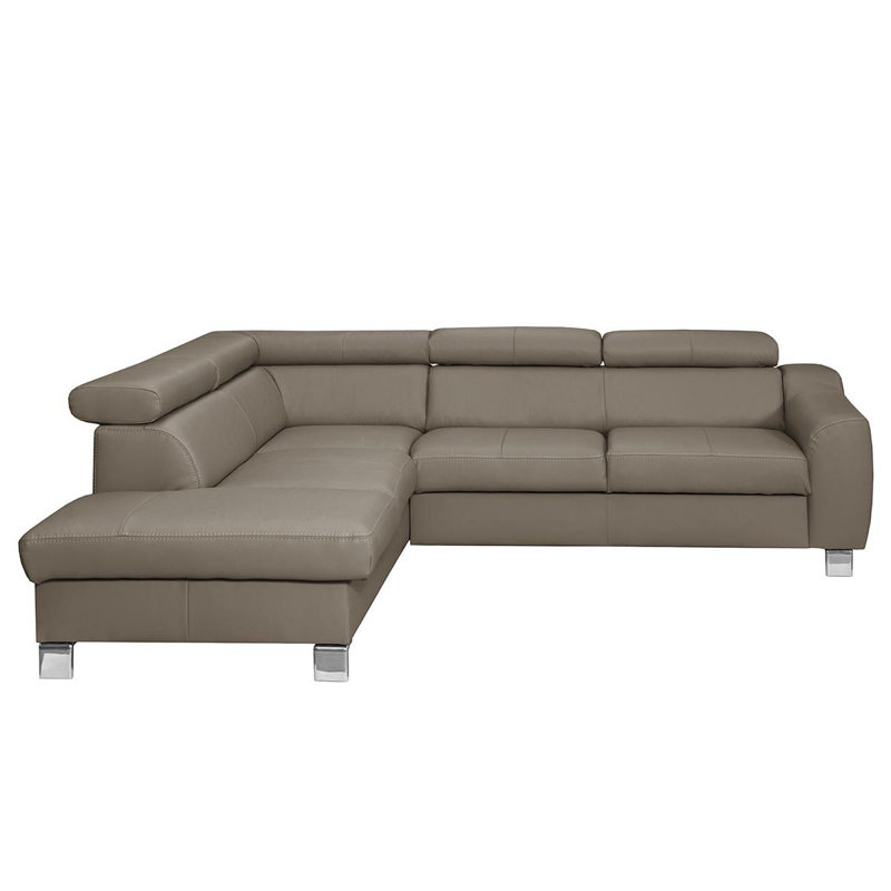 Avaiya Leather Corner Sofa with Sleeping Function and Storage, No, Taupe, Left Hand Facing