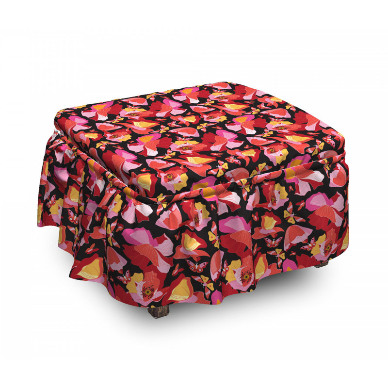 Housse pour repose-pieds papillonss de fleurs