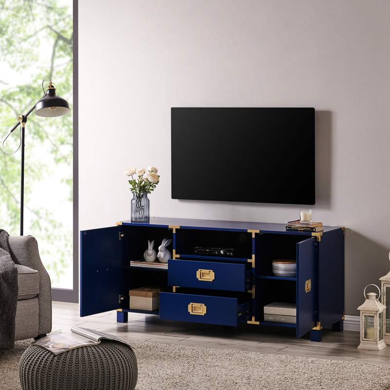 Console média chic marine - 52,52 po Profond, pour téléviseur de 50 à 59 pouces avec rangement ouvert