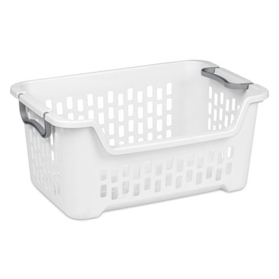 Sterilite Stacking Laundry Basket, 2 Bushel Hamper with Handles, White, 18 Pack