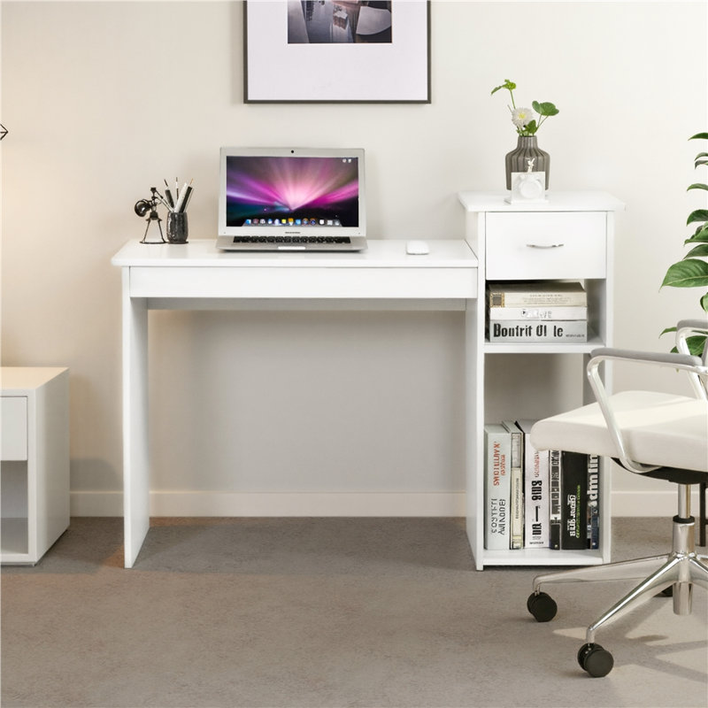 Pamella Writing Desk with Hutch, White