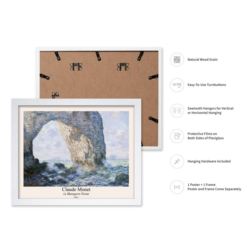 Claude Monet - La Manneporte, Poster, 18"H x 24"W, White Framed