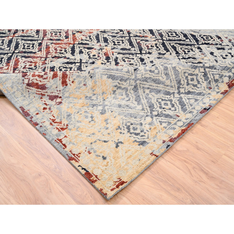 Tapis noué à la main 9 pi x 12 pi 1 po argenté 9 pi x 12 pi 1 po 67AAE63CC63E40DD8ECB4AB061F2AE40