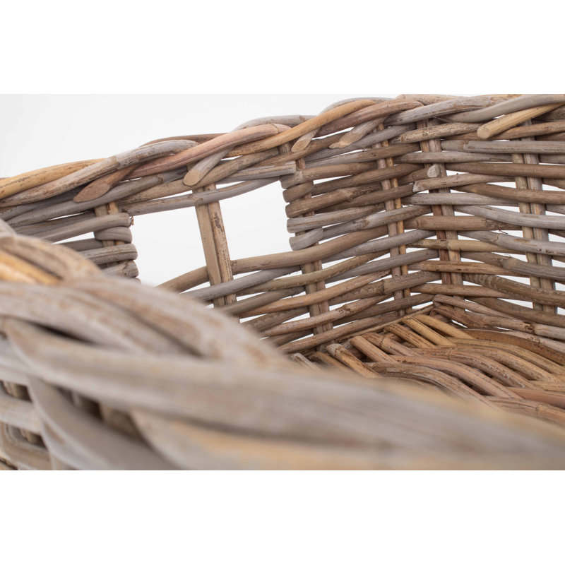 Rattan Shallow Storage Basket, 17cm H x 46cm W x 35cm D