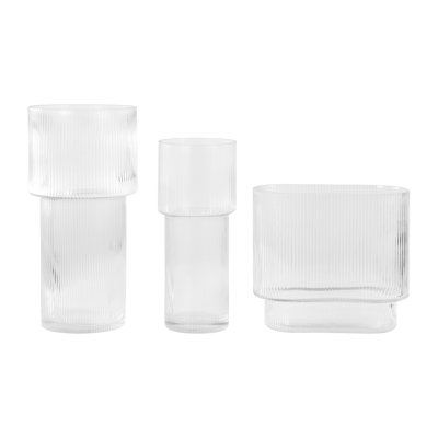 Ceva Fluted Glass Vase Set 3