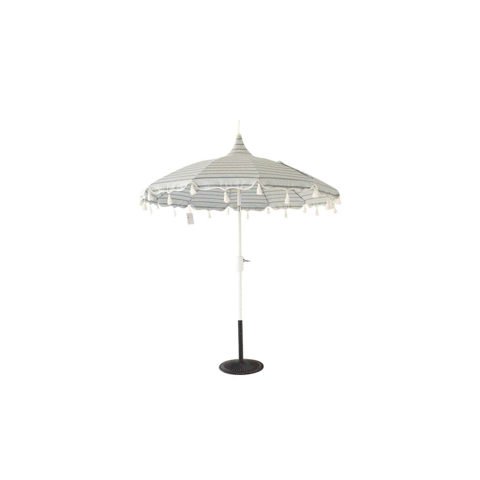 Lillie 7.5ft Pagoda Scalloped Tassel Market Umbrella, Unwind Sky