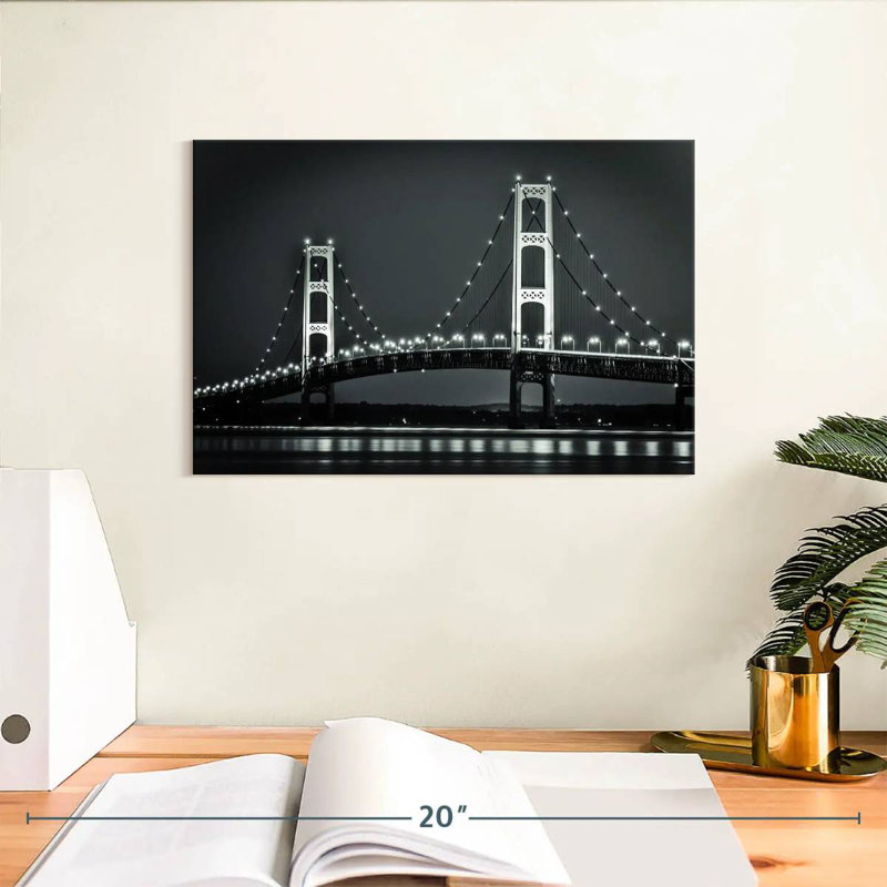 Lilie, ciel nocturne au pont Mackinac, H 8 po x l 12 po