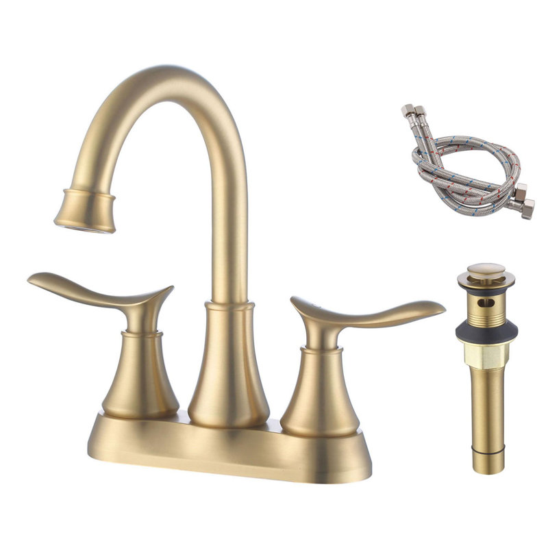 Bathroom faucet with 360 degree turn spout, Brushed Gold