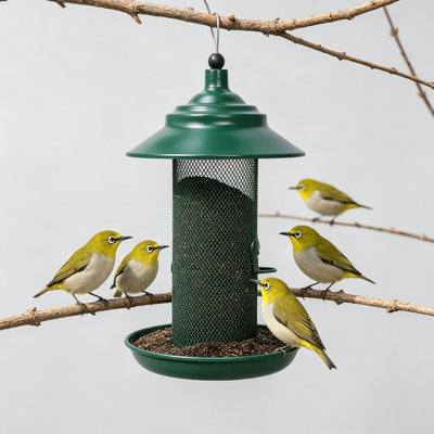 Finch Feeder, All-Metal Squirrel Proof Thistle Nyjer Seed Bird Feeder For Outdoors, 2.5LB Capacity, Powder-Coated Rust Resistant Mesh Design For Goldfinches And Small Birds