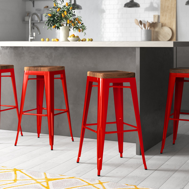 Nesbit Counter Stool with Metal Frame, Counter Stool (26" Seat Height), Brown Seat/ Gun Metal Frame
