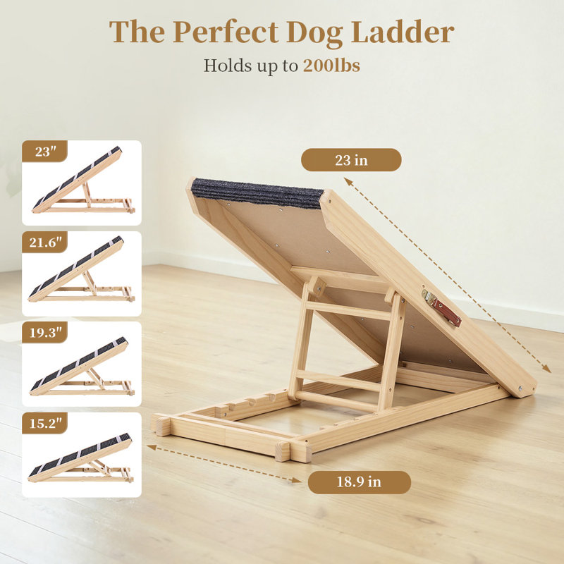Rampe pour chien 16,93 "extra large pour lit de voiture, rampe pour animaux en bois portable pour chats