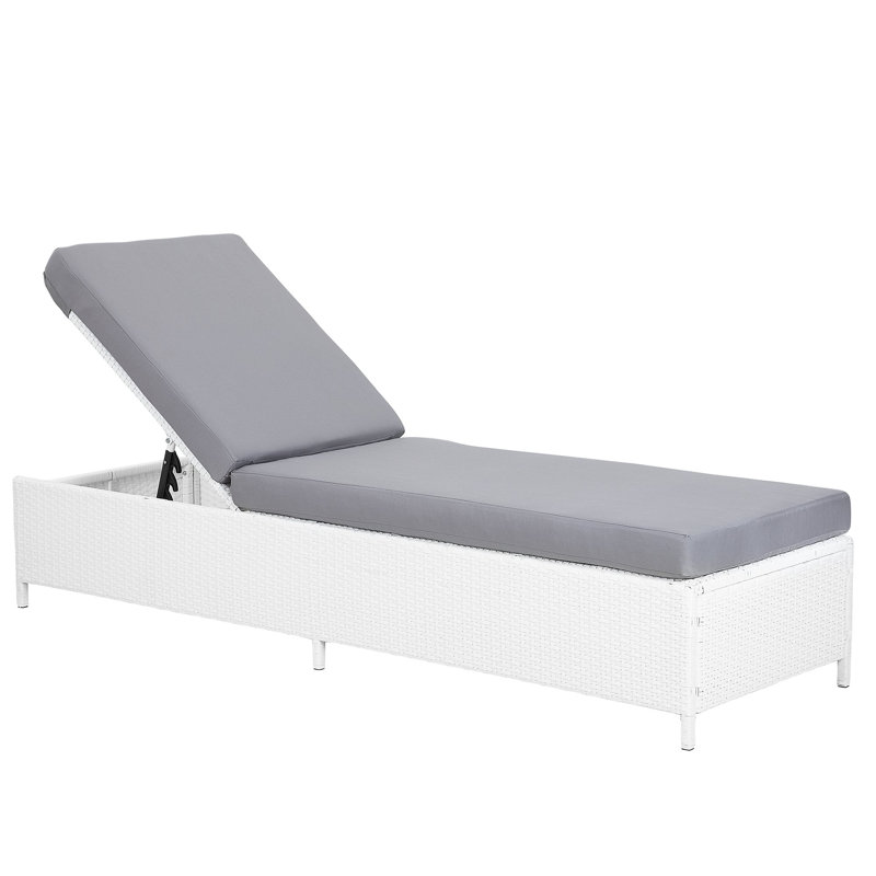 Turin 201cm Long Reclining Single Chaise with Cushions, White