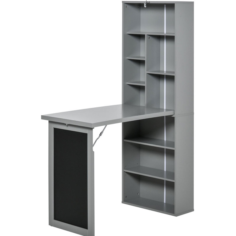 Bureau gris avec construction pliable et tablette latérale