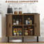 Armoire murale à double porte en bois massif gris foncé avec 2 tablettes réglables pour un rangement polyvalent dans la cuisine, la salle de bain et la buanderie