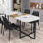 This Modern Dining Table Seats 4 To 6 People, Featuring Faux Marble Wood Grain Top And Robust Black Metal Frame, Ideal For Kitchen And Dining Room Use.
