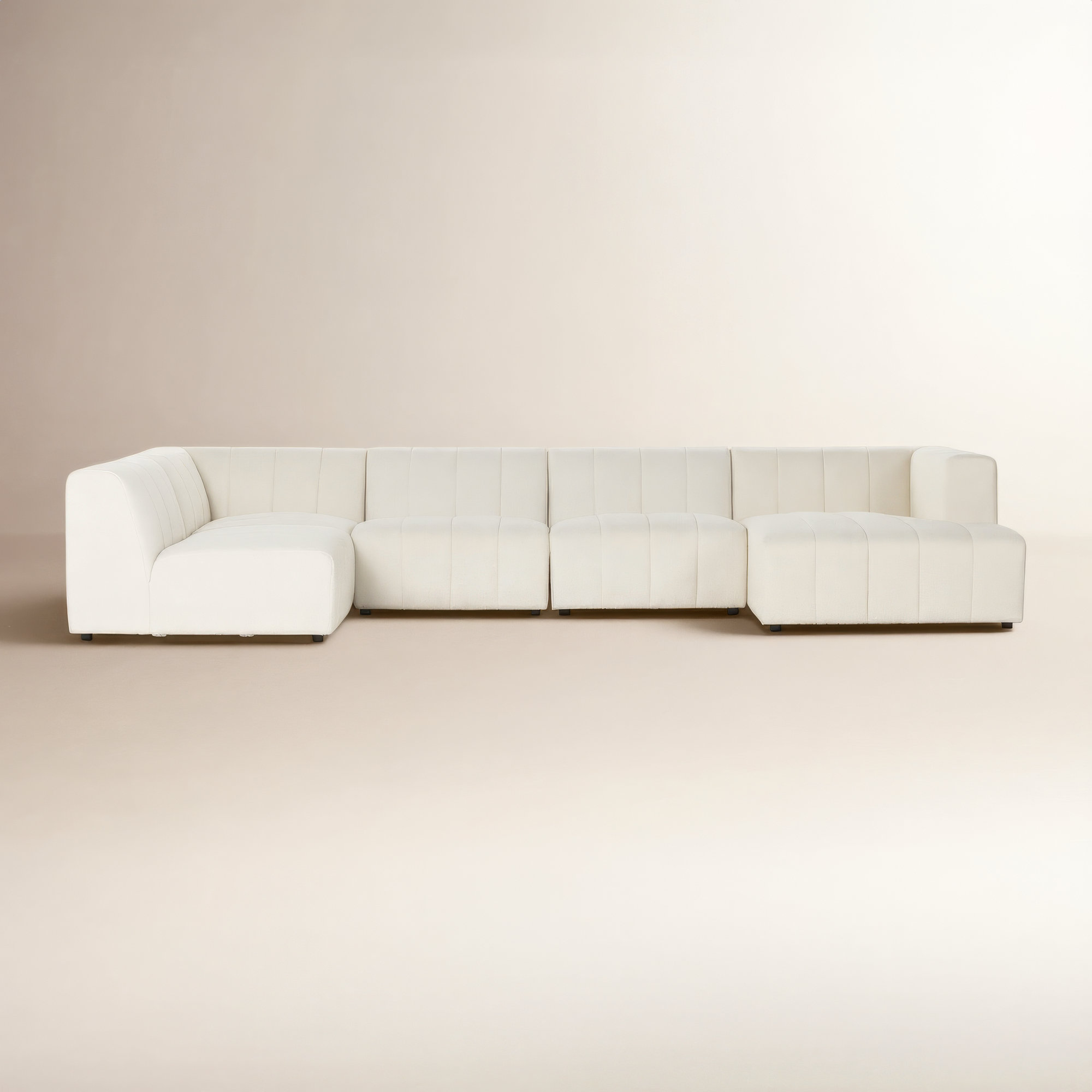 Bowry 157" Wide Modular Sectional, Fayette Cloud Polyester, Right Hand Facing
