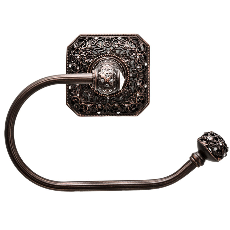 Juliane Grace  swing tissue smooth ring right with 131 Swarovski Clear Crystals in Oil Rub Bronze, Oil Rubbed Bronze