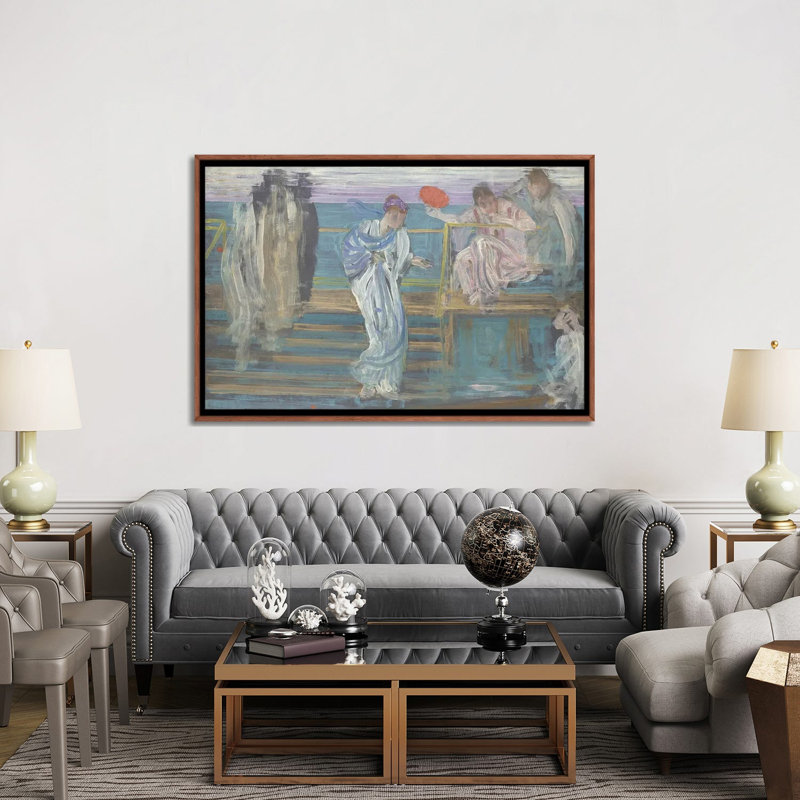 Symphonie en blanc et rouge - reproduction d'art murale - toile encadrée, 40 po x 60 po, Toile avec cadre, Brun