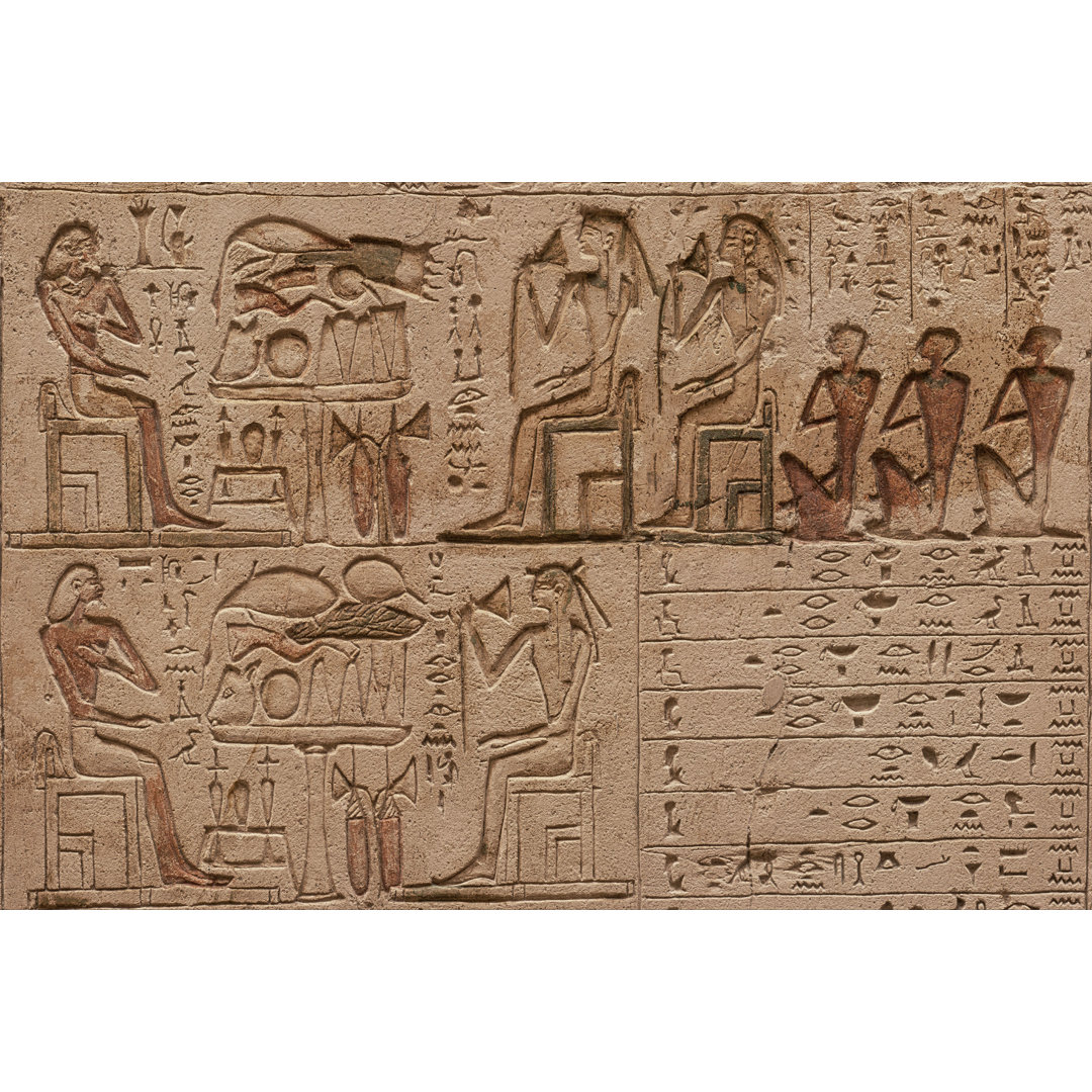 Egyptian Hieroglyph - Wrapped Canvas Photograph Bungalow Rose