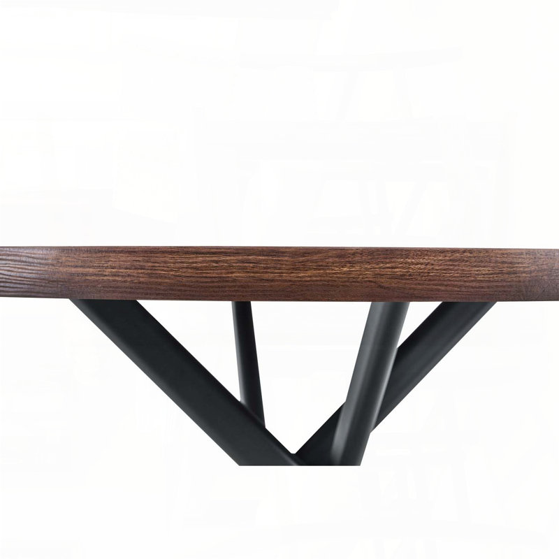 Table de salle à manger ronde pliable avec plateau épais de 1,58 po et technologie Radial Pin-Tech (46,46 po), Brun