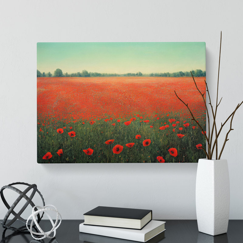 Dreamy Poppies Flowers - Wrapped Canvas Print, 40cm H x 60cm W x 3cm D