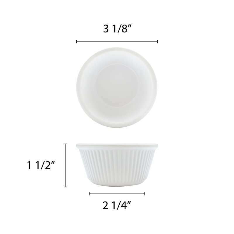 Ramequin à cannelures rondes thunder group inc., Blanc, 3.125" W x 3.125" L