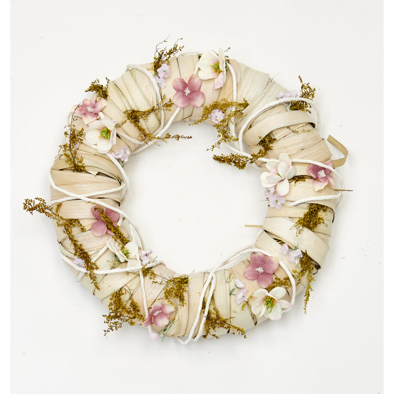 11" Dried Leaves & Spring Flowers Wreath
