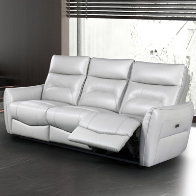 86.4" W Contemporary Power Sofa, Taupe