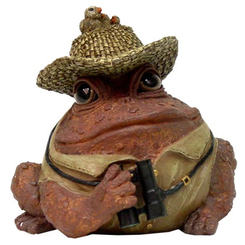 Statue de jardin oiseau crapaud grenouille, H 5 po x l 5,25 po x P 4,5 po, Café