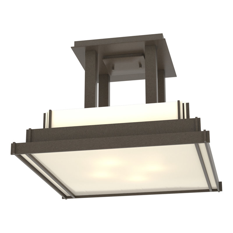 Steppe 4 - Light Lantern Square Semi Flush Mount, Coastal Dark Smoke, Ivory, 12" H x 17.1" W x 17.1" D