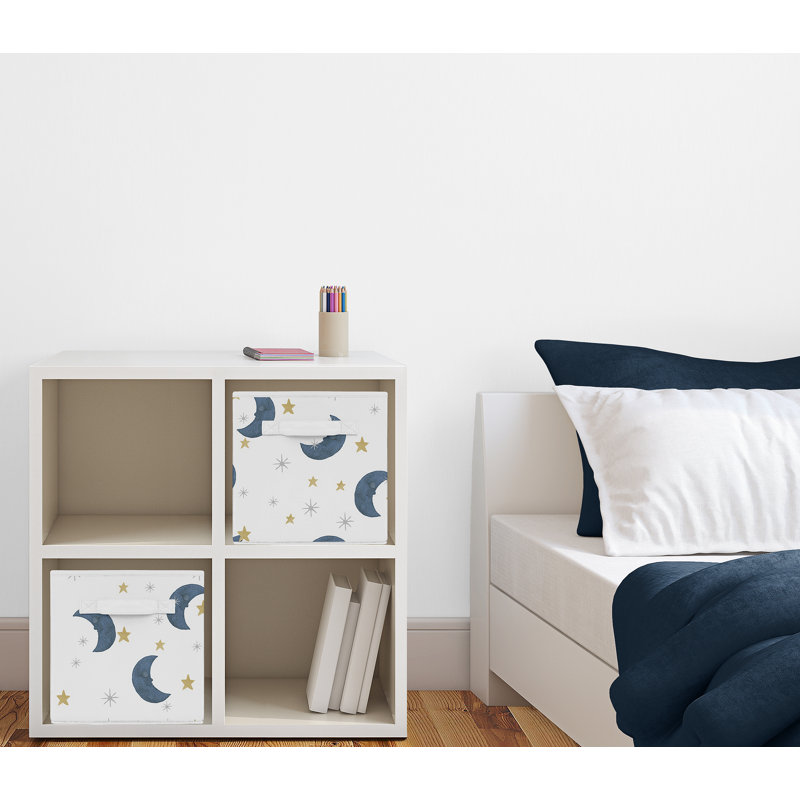 Navy and Gold Moon and Stars Foldable Fabric Storage Cubes