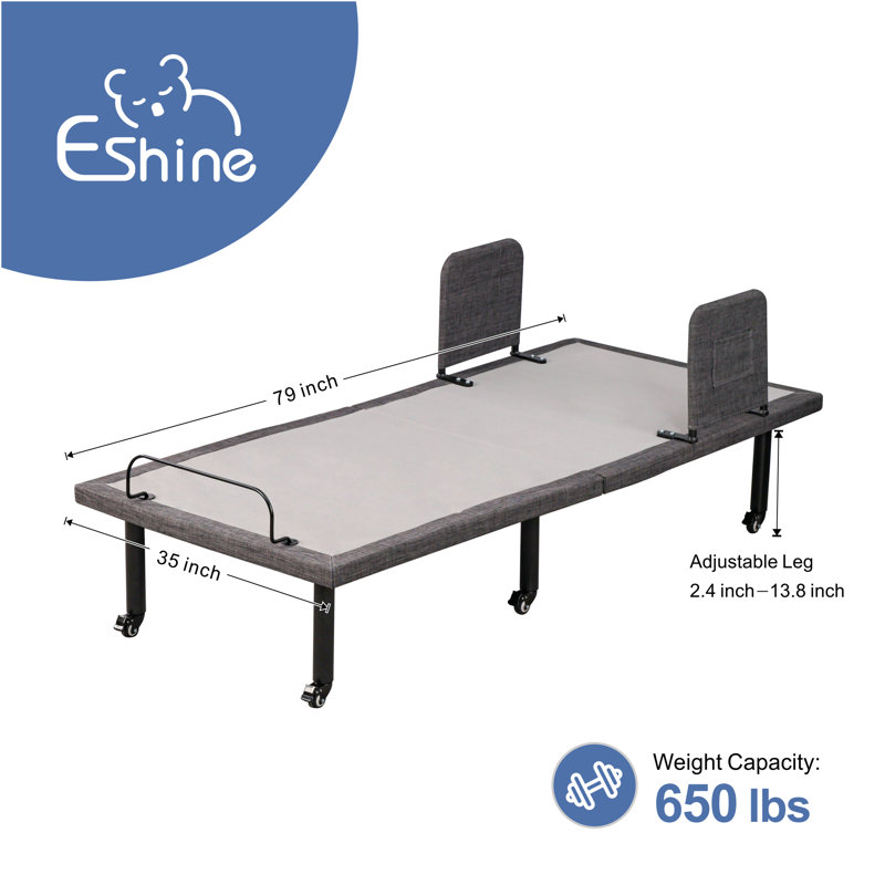 Twin Massaging Zero Gravity  Adjustable Bed Frame, Including Side Rails & Pedal Locking Casters, 3101G Series