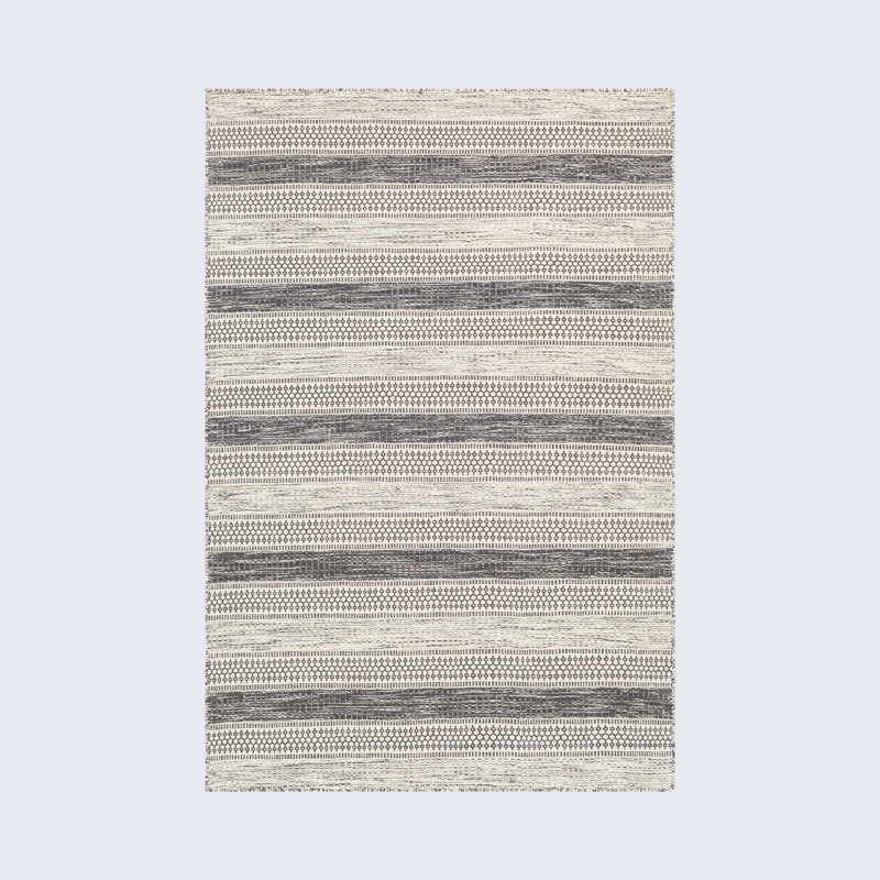 Tapis crème / taupe en laine tissé à plat à la main Sylvia, Rectangle 2 pi x 3 pi