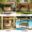 Balancelle de patio à 3 places avec support Kozyard Herbert, baldaquin ajustable, balancelle d'extérieur autoportante pour la cour arrière, près de la piscine, balcon beige-1692001199