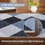 Tapis écossais lavable à la machine pour couloir, cuisine, chambre à coucher, salon, bleu marine et blanc, motif géométrique abstrait-1804825308