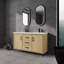 Meuble-lavabo autoportant avec double lavabo en résine, 2 portes à fermeture douce et 3 tiroirs à fermeture douce